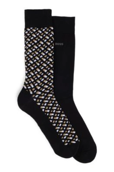 Shop Hugo Boss Two-pack Of Regular-length Socks In Black