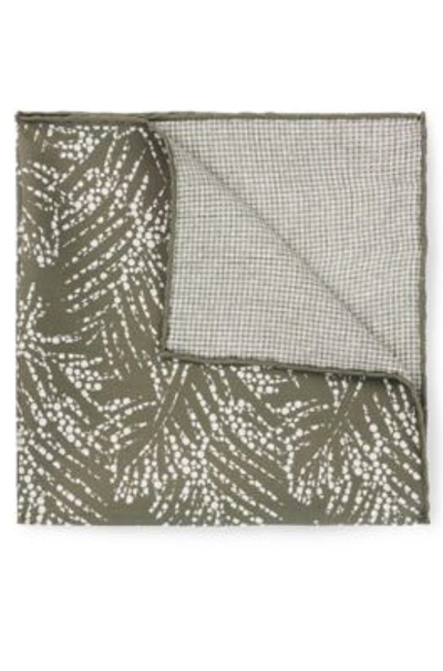 Shop Hugo Boss Pocket Square In Pure Silk With Digital Print In Light Green