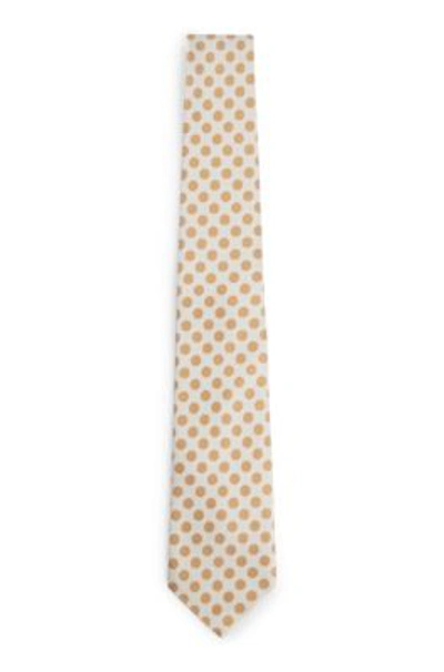 Shop Hugo Boss Silk-jacquard Tie With Dot Motif In Light Beige