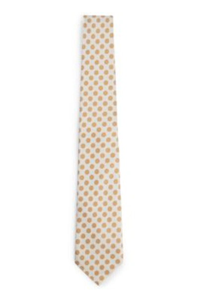 Hugo Boss Silk-jacquard Tie With Dot Motif In Light Beige