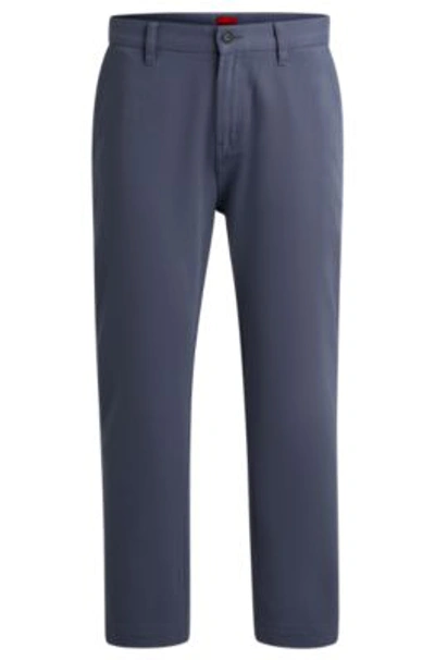 Hugo Boss Tapered-fit Chinos In Cotton Gabardine In Light Blue