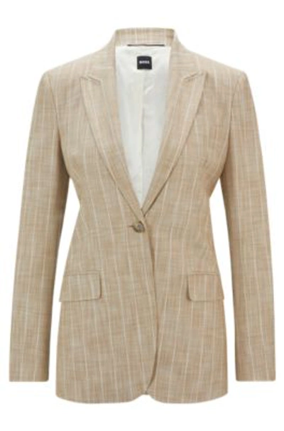 Hugo Boss Regular-fit Jacket In Pinstripe Material With Signature Lining In Patterned