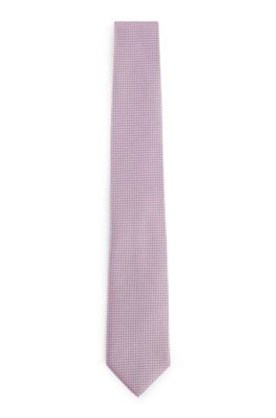 Shop Hugo Boss Silk Tie With Jacquard-woven Micro Pattern In Light Pink