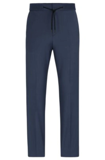 Hugo Boss Extra-slim-fit Trousers In Mohair-look Material In Blue