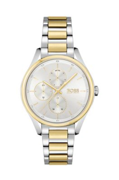 Hugo Boss Two-tone Watch With Crystals And Link Bracelet Women's Watches In Assorted-pre-pack