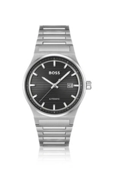 Shop Hugo Boss Link-bracelet Automatic Watch With Groove-textured Dial Men's Watches In Assorted-pre-pack
