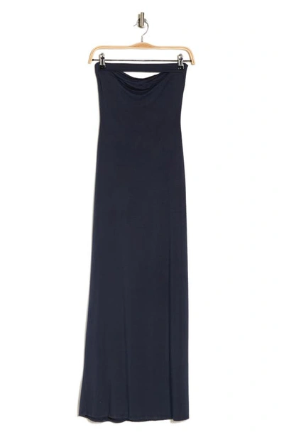 Shop Go Couture Strapless Maxi Dress In Navy