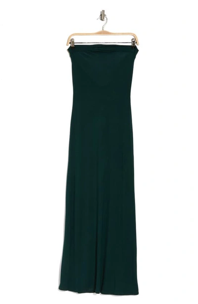 Shop Go Couture Strapless Maxi Dress In Hunter Green