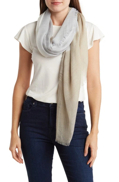 Shop Vince Camuto Dip Dye Border Print Scarf In Ivory