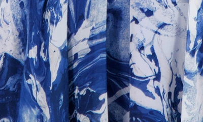 Shop Bcbg New York Pleat Twist Front Long Sleeve Top In Marble Blue Swirl
