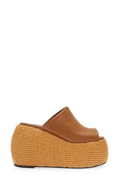 Simon Miller Bubble Wedge Platform Espadrilles In Toffee/ Natural
