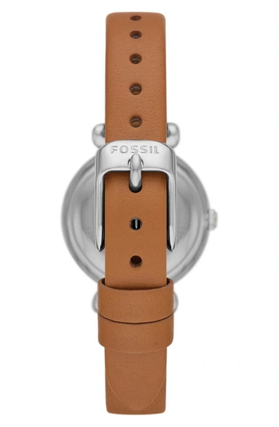 Shop Fossil Tillie Mini Three Hand Quartz Cz Bezel Bracelet Watch, 26mm In Gold/ Leather