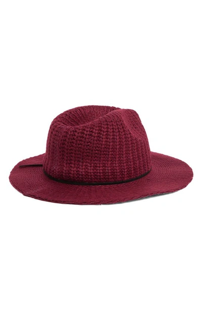 Nine West Rib Knit Panama Hat In Wine