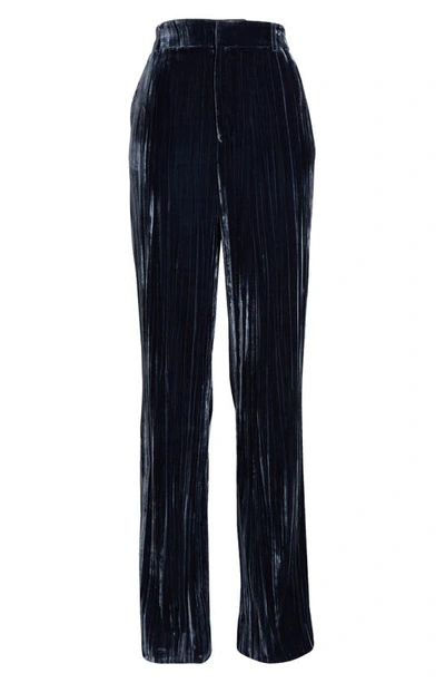 Shop Cinq À Sept Collins Pleated Velvet Wide Leg Pants In Peacock Blue