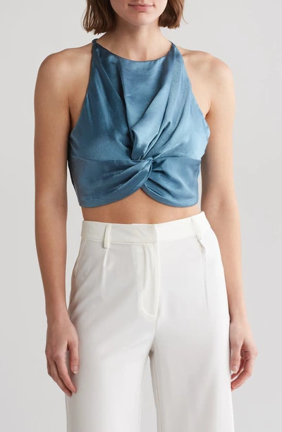 Shop Vici Collection Elenora Front Twist Crop Top In Blue