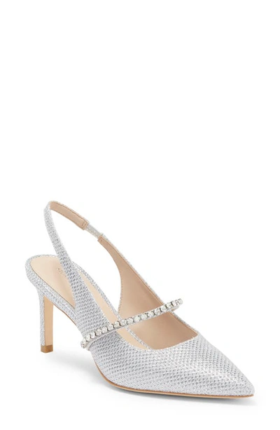 Stuart Weitzman Crystalne 75 Slingback In Silver