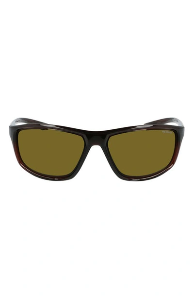 Nike Adrenaline 66mm Rectangular Sunglasses In Brown