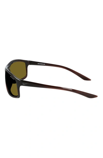 Nike Adrenaline 66mm Rectangular Sunglasses In Brown
