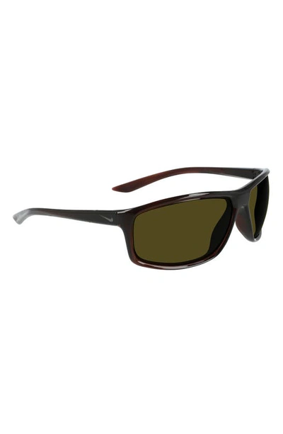 Nike Adrenaline 66mm Rectangular Sunglasses In Brown