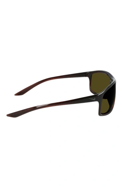 Nike Adrenaline 66mm Rectangular Sunglasses In Brown