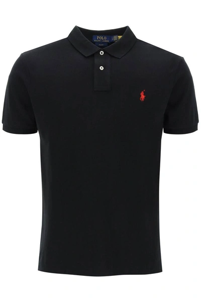 Shop Polo Ralph Lauren Pique Cotton Polo Shirt In Black