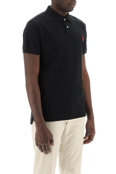 Shop Polo Ralph Lauren Pique Cotton Polo Shirt In Black