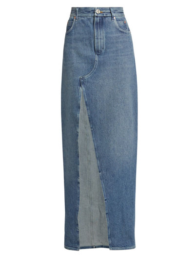 Shop Alexander Wang Women's Bonded-seams Denim Maxi Skirt In Vintage Medium Indigo