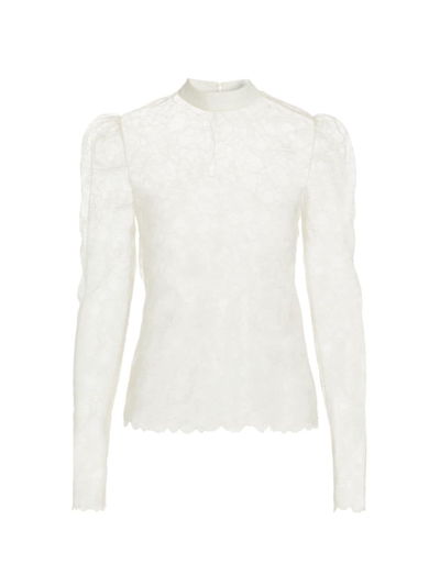 Shop Frame Women's Floral Lace Blouse In Cream