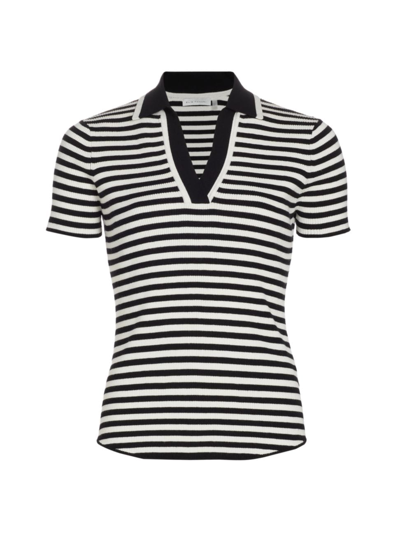 Shop Elie Tahari Women's The Yara Striped Short-sleeve Sweater In Noir White Stripe
