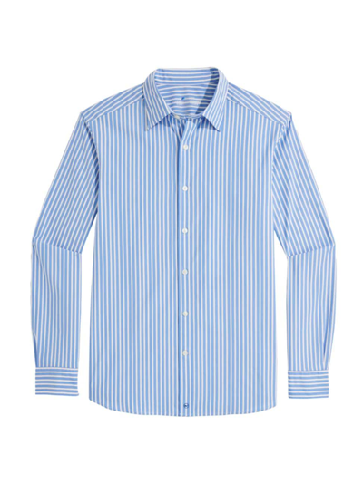 Shop Vineyard Vines Men's On-the-go Striped Button-front Shirt In Spinnaker
