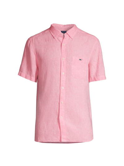 Shop Vineyard Vines Men's Linen Button-down Shirt In Cayman