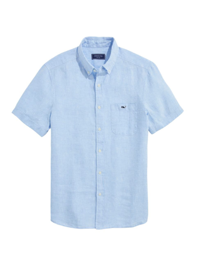 Shop Vineyard Vines Men's Linen Button-down Shirt In Jake Blue