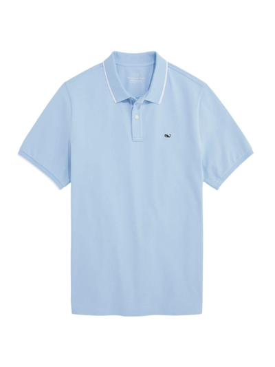 Shop Vineyard Vines Men's Heritage Tipped Cotton Polo Shirt In Jake Blue