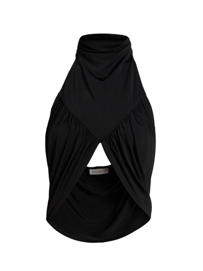 Shop Nina Ricci Women's Draped Crop Top In Black