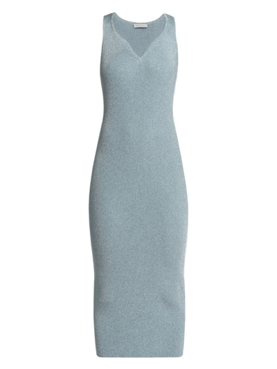 Shop Nina Ricci Women's Glittery Sleeveless Midi-dress In Light Blue