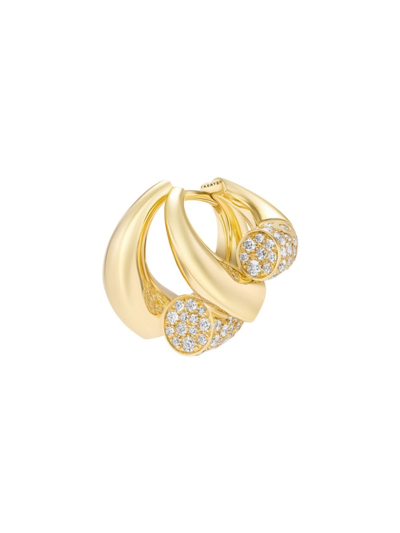 Shop Tabayer Women's Oera 18k Yellow Gold & 1.17 Tcw Diamonds Single Huggie Hoop Earring