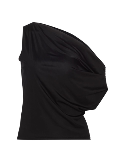 Shop Alejandra Alonso Rojas Women's Draped One-shoulder Top In Black