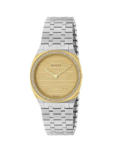 Shop Gucci Women's  25h Two-tone Goldtone & Stainless Steel Watch