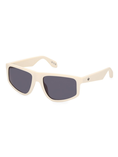 Shop Adidas Originals Men's 55mm Rectangular Sunglasses In Ivory Smoke