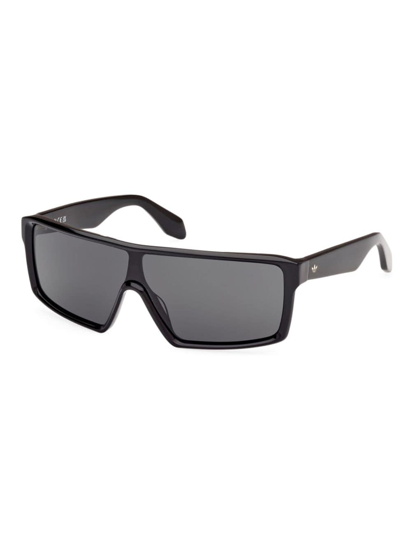 Shop Adidas Originals Men's Shield Sunglasses In Shiny Black Smoke