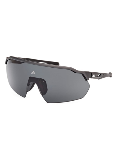 Shop Adidas Originals Men's Shield Sunglasses In Matte Black Smoke Polarized