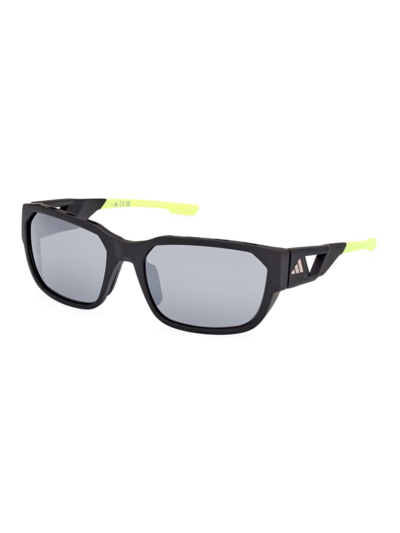 Shop Adidas Originals Men's 58mm Rectangular Sunglasses In Matte Black Smoke Mirror