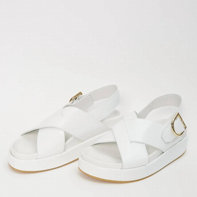 Shop Dries Van Noten Women's Platform Leather Sandal In White