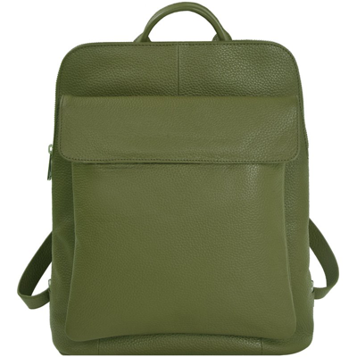 Shop Brix + Bailey Olive Green Premium Leather Flap Pocket Backpack
