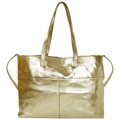 Shop Brix + Bailey Gold Horizontal Metallic Premium Leather Tote Bag Shopper Bag