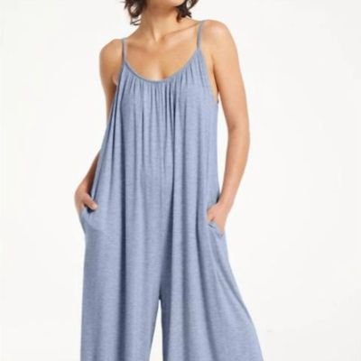 Shop Z Supply Flared Jumpsuit In Blue