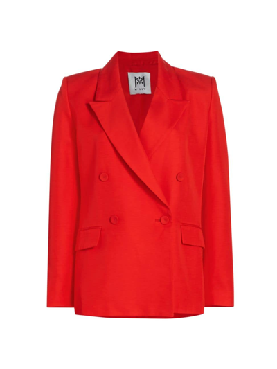 Shop Milly Women's Abbi Double-breasted Blazer In Red