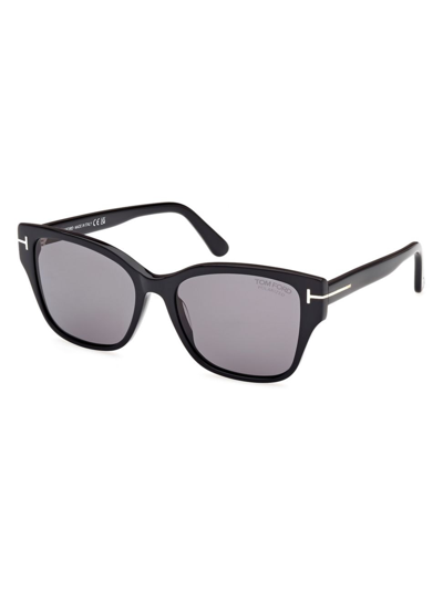 Shop Tom Ford Women's Elsa 55mm Butterfly Sunglasses In Black Polarizied Smoke
