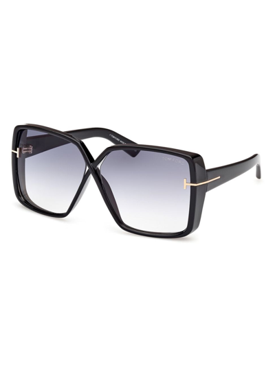 Shop Tom Ford Women's Yvonne 63mm Butterfly Sunglasses In Black Gradient Smoke