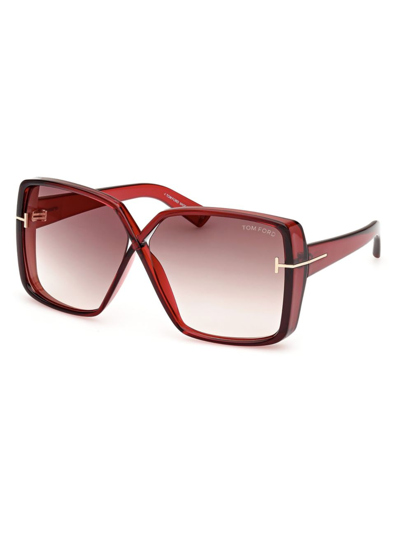 Shop Tom Ford Women's Yvonne 63mm Butterfly Sunglasses In Transparent Rust Gradient